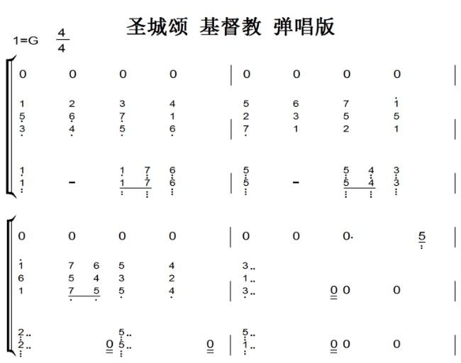 圣城颂 基督教 弹唱版 有试听 钢琴谱 简谱 钢琴双手简谱 简五谱