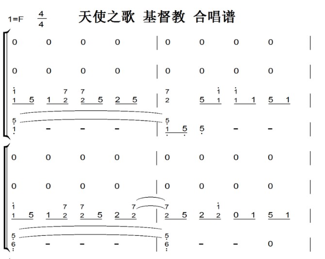 天使之歌 基督教 合唱谱 有试听 原版钢琴谱 钢琴双手简谱