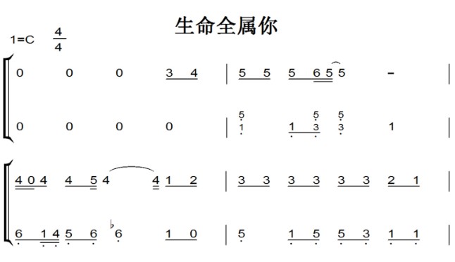生命全属你 基督教 赞美诗 教会 诗歌 钢琴双手简谱 钢琴谱 全球首发