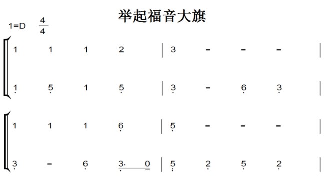 举起福音大旗（迦南诗选）小敏诗歌 基督教 教会 钢琴双手简谱 钢琴谱 全球首发