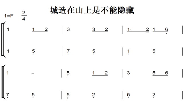 城造在山上是不能隐藏（迦南诗选）小敏诗歌 基督教 教会 钢琴双手简谱 钢琴谱 全球首发
