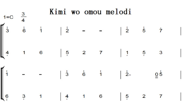 想念你的旋律（SHUFFLE!MEMORIES）动漫原声 好听版 钢琴双手简谱 钢琴谱 钢琴简谱