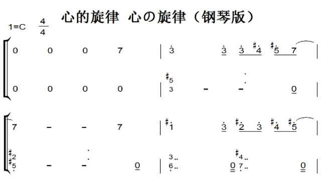 心的旋律（Tari Tari）动漫原声 好听版 钢琴双手简谱 钢琴谱 钢琴简谱