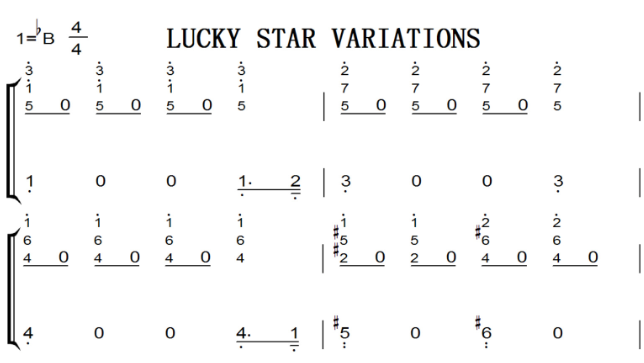 幸运星变奏（洛天依 初音ミク）动漫原声 好听版 钢琴双手简谱 钢琴谱 钢琴简谱