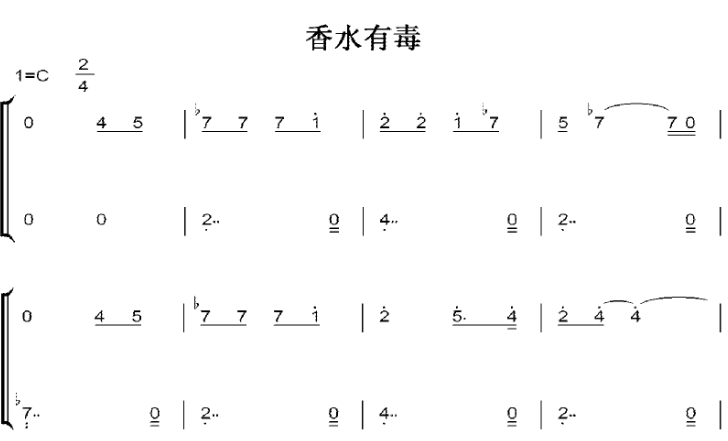 香水有毒 C大调 初学者 简易好听版 钢琴双手简谱 钢琴谱 钢琴简谱