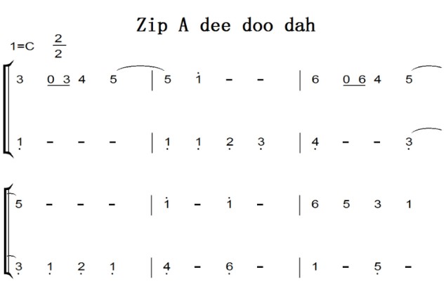 Zip A dee doo dah（song of the south）简单版 迪士尼 Disney 经典动画 钢琴双手