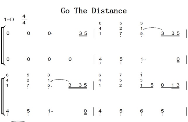 Go The Distance（大力士海格力斯）迪士尼 Disney 经典动画 钢琴双手简谱 钢琴谱 钢琴简谱