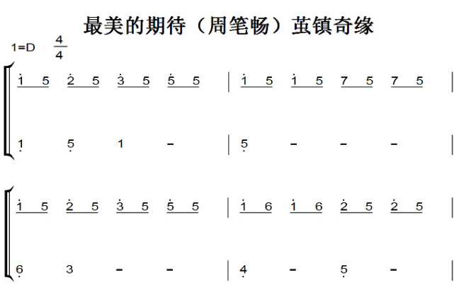 最美的期待（周笔畅）茧镇奇缘 最新流行 原声版 钢琴双手简谱 钢琴谱 钢琴简谱