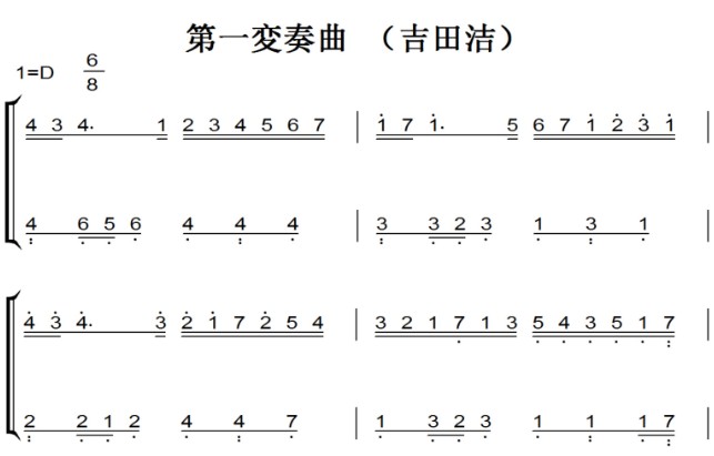 第一変奏曲（吉田洁）动漫原声 钢琴双手简谱 钢琴谱 钢琴简谱