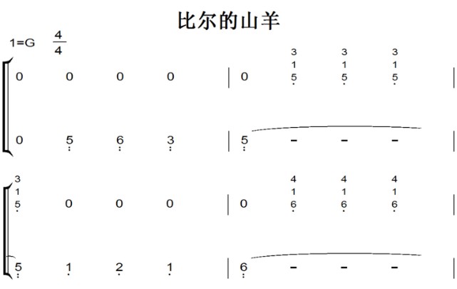 约翰·汤普森现代钢琴教程二（大汤2）11-比尔的山羊 原版 钢琴双手简谱 简五谱 钢琴谱