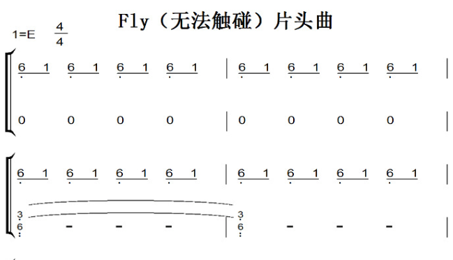 Fly（无法触碰）片头曲 原声好听版 钢琴双手简谱 钢琴谱 钢琴简谱