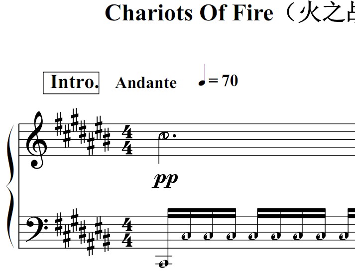 Chariots Of Fire（火之战车）影视原声版 钢琴双手简谱 简五谱 钢琴谱