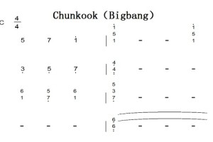 Chunkook（Bigbang） 钢琴谱 钢琴简谱 钢琴双手简谱 下载
