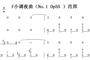 f小调夜曲（No.1 Op55 ）肖邦 钢琴谱 简谱 双手简谱 下载