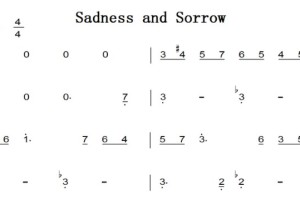 Sadness and Sorrow（火影忍者 配乐）初学者简易版 钢琴双手简谱 钢琴谱 钢琴简谱