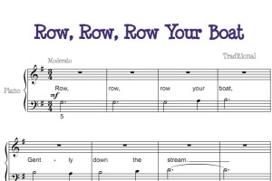 Row, Row, Row Your Boat（划船歌）幼儿 儿歌 初学者版 钢琴双手简谱 钢琴谱 钢琴简谱