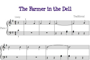 The Farmer in the Dell（溪谷里的农民）幼儿 儿歌 初学者版 钢琴双手简谱 钢琴谱 钢琴简谱
