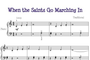 When the Saints Go Marching In（当幸福来敲门）幼儿 儿歌 初学者版 钢琴双手简谱