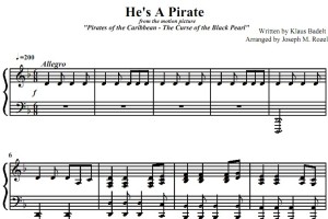 He’s a Pirate（加勒比海盗）影视原声版 钢琴双手简谱 简五谱 钢琴谱