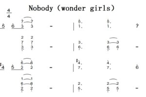 Nobody（wonder girls）初学者简易版 钢琴双手简谱 钢琴谱 钢琴简谱