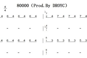 80000（Prod.By DROYC）（PRC 巴音汗 ）好听原声版 最新流行 钢琴双手简谱 钢琴谱 钢琴简谱