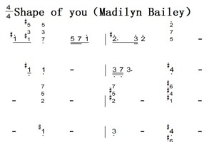 Shape of you（Madilyn Bailey）原声好听版 伴奏谱 钢琴双手简谱 钢琴谱 钢琴简谱