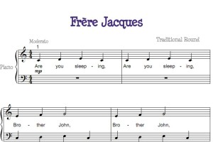 Frère Jacques (雅克兄弟 雅克教士 还要睡吗)幼儿 儿歌 初学者版 钢琴双手简谱 钢琴谱 钢琴简谱