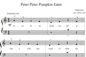 Peter Peter Pumpkin Eater（彼得是吃南瓜能手）幼儿 儿歌 初学者版 钢琴双手简谱 钢琴谱 钢琴简