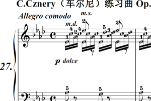 C.Cznery（车尔尼）练习曲 Op.849 No.27 原版 钢琴双手简谱 钢琴谱 钢琴简谱 简五谱