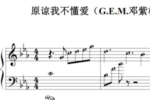 原谅我不懂爱（G.E.M.邓紫棋）流行经典 香港 原版 钢琴双手简谱 钢琴谱 钢琴简谱 简五谱